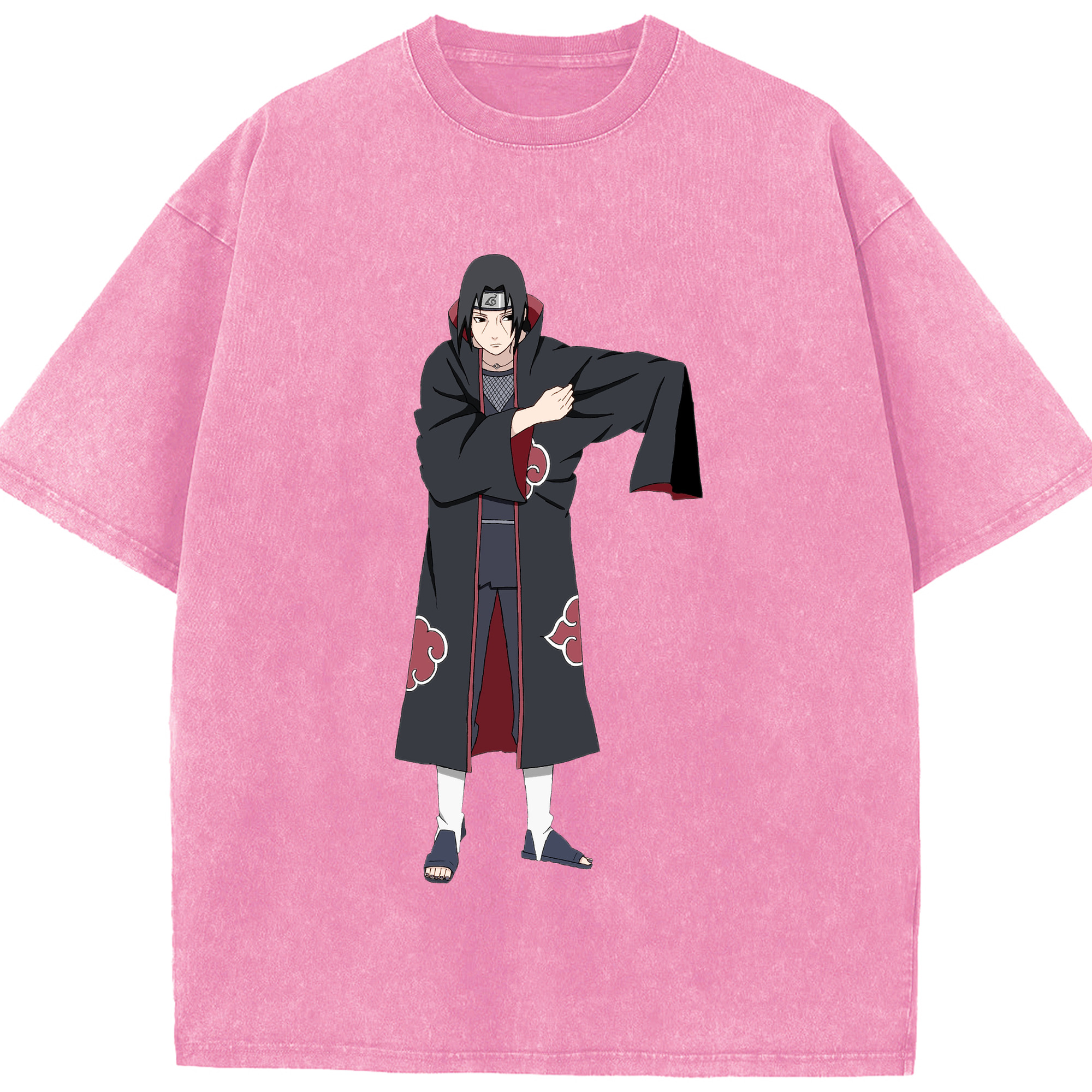（画像用） NARUTO -ナルト- うちは イタチ Uchiha Itachi 綿100% ヴィンテージ風 半袖Tシャツ（フロントプリント）